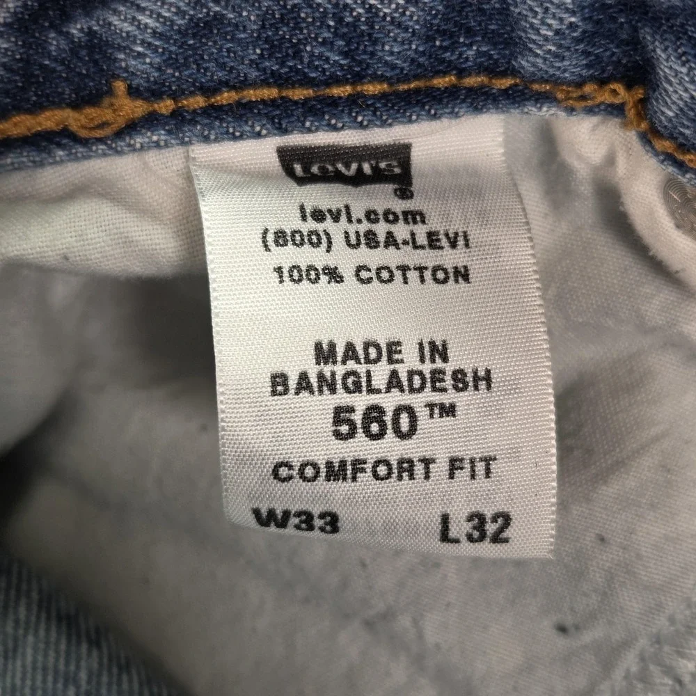 Levis‎ 560 Jeans Mens Medium Wash Blue Denim Relaxed Tapered Zip Fly Fits 30x28